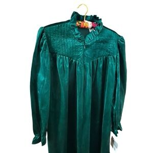 NWT NOS Size M Vintage Appel Emerald Green Housecoat Robe Zip Front Grannycore
